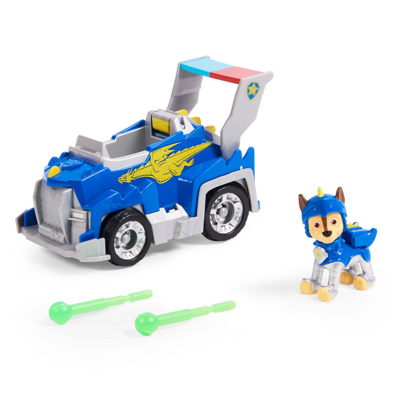 PAW Patrol, Rescue Knights Chase, Véhicule transformable avec figurine articulée à collectionner