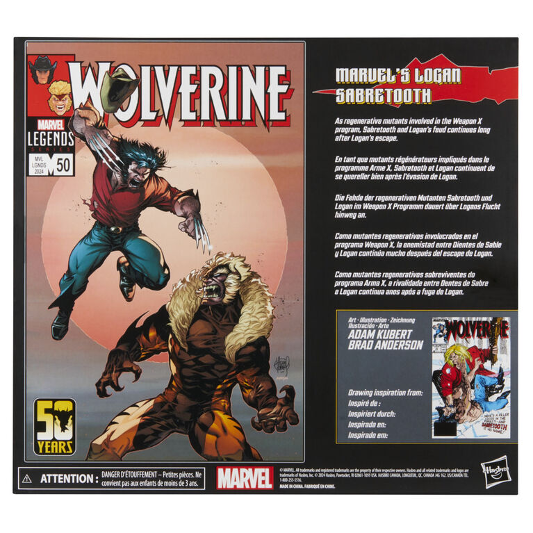 Marvel Legends Series Marvel's Logan vs Sabretooth, Wolverine Action Figures