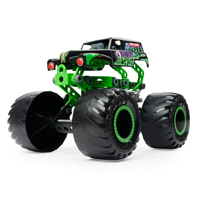 Meccano Junior, Official Monster Jam Grave Digger Monster Truck STEM Model Building Kit with Pull-back Motor