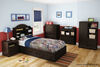 Savannah Bookcase Headboard with Storage- Espresso