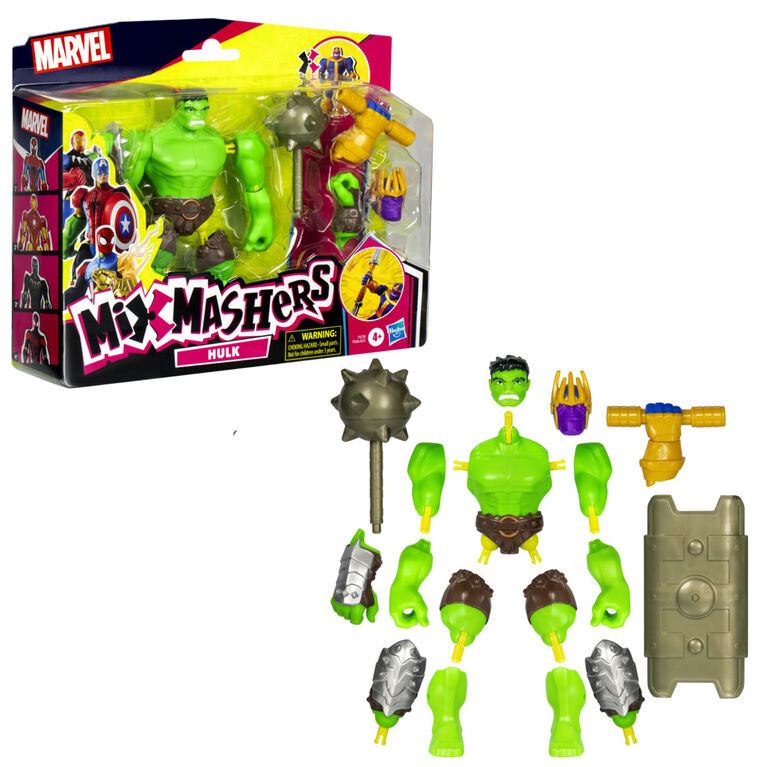 MixMashers Marvel Avengers, figurine personnalisable Hulk deluxe à mélanger et combiner avec accessoires