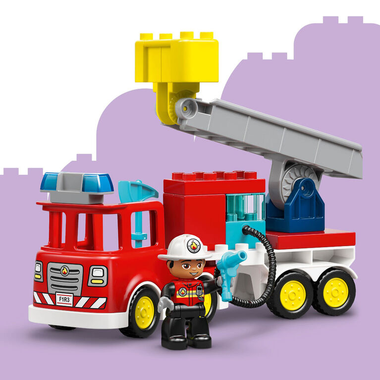 LEGO DUPLO Town Fire Truck with Hose and Firefighter Building Toy for Toddlers, Ages 2+ - 10473