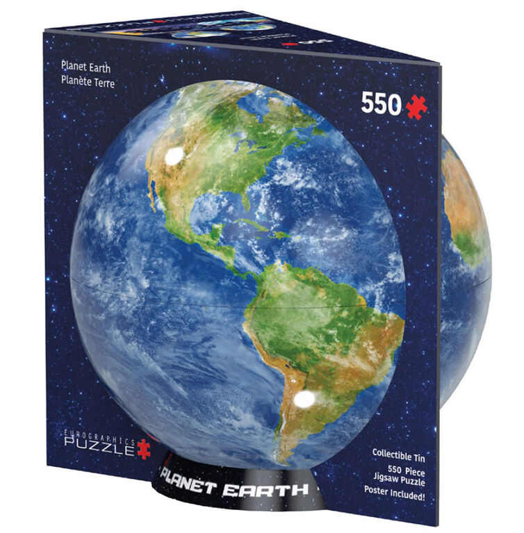 Eurographics Planet Earth Shaped Round Tin 550 Piece Puzzle