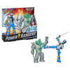 Power Rangers Dino Fury Battle Attackers - 2-Pack Blue Ranger vs. Shockhorn Kicking Action Figure Toys with Accessory