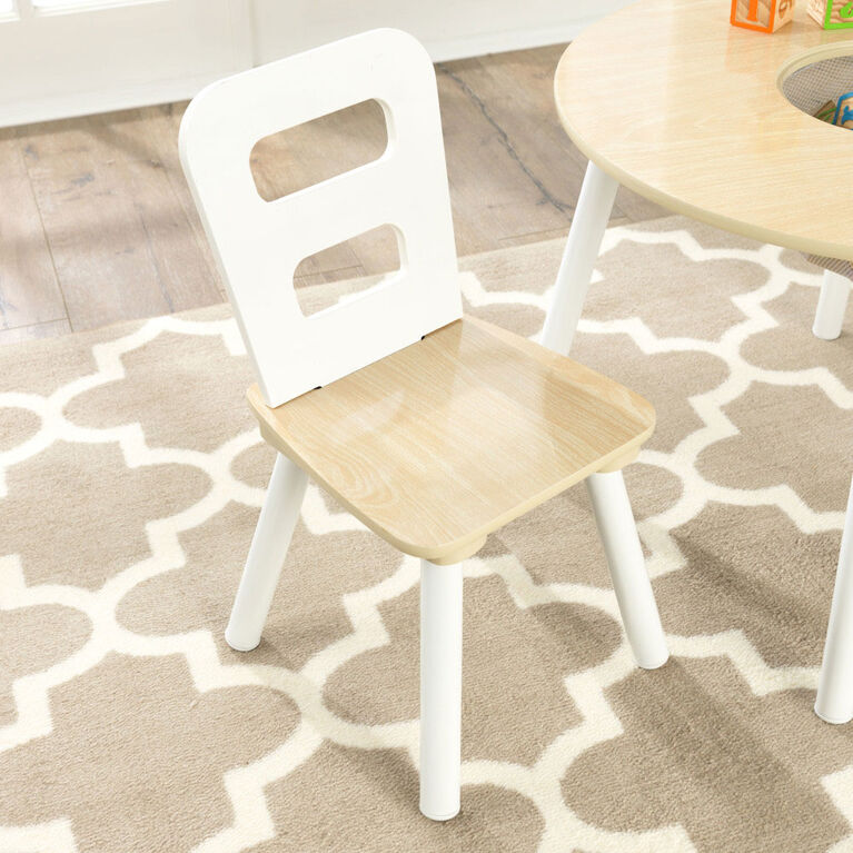 Round Storage Table & 2 Chair Set - Natural & White