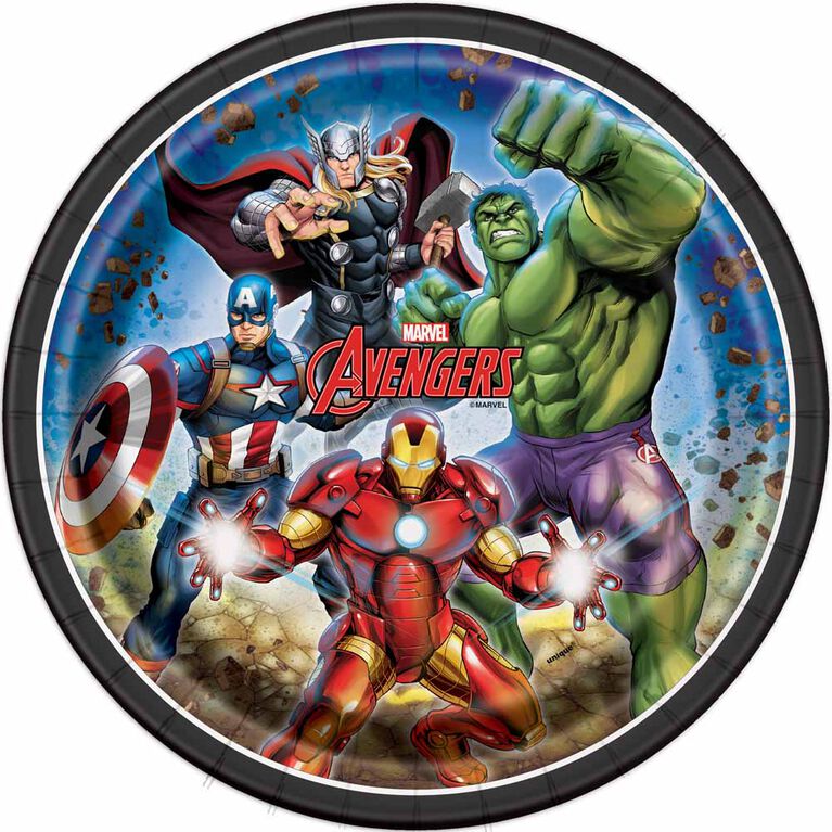Avengers  9"  Plates, 8 pieces
