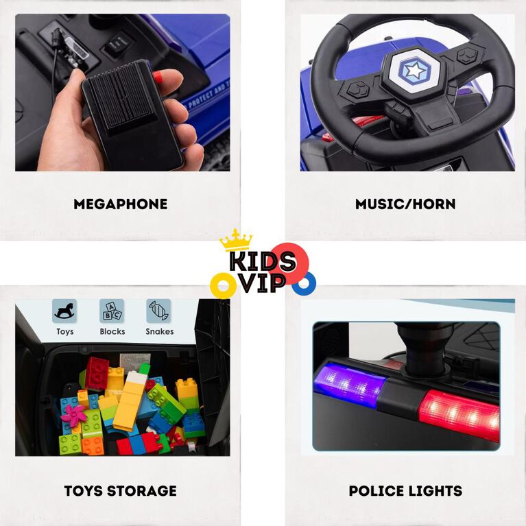 KIDSVIP 3-IN-1 Toddlers' Police Edition 6V Electric Ride-On and Push Car