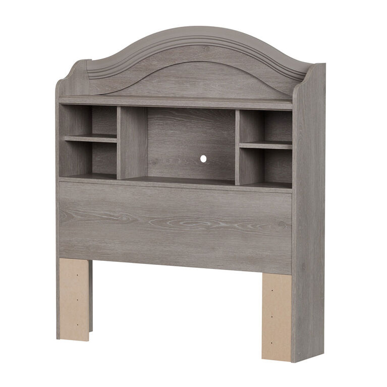 Savannah Bookcase Headboard with Storage- Sand Oak