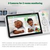 LeapFrog Moniteur de bébé Wi-Fi 1080p panoramique à 360 degrés et inclinaison à 2 camér affichage haute définition 720p de 5 po, veilleuse, vision nocturne couleur, LF925-2HD (blanc)