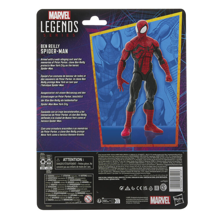 Hasbro Marvel Legends Series Ben Reilly Spider-Man, Spider-Man Legends Collectible 6 Inch Action Figures, 2 Accessories