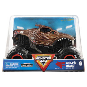Monster Jam, Monster truck Wolf's Head officiel, v&eacute;hicule en m&eacute;tal moul&eacute; &agrave; collectionner, &eacute;chelle 1:24