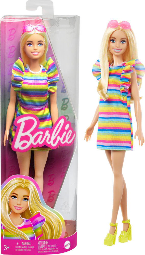 Barbie Poupee avec bretelles et robe arc en ciel Barbie Fashionistas Toys R Us Canada