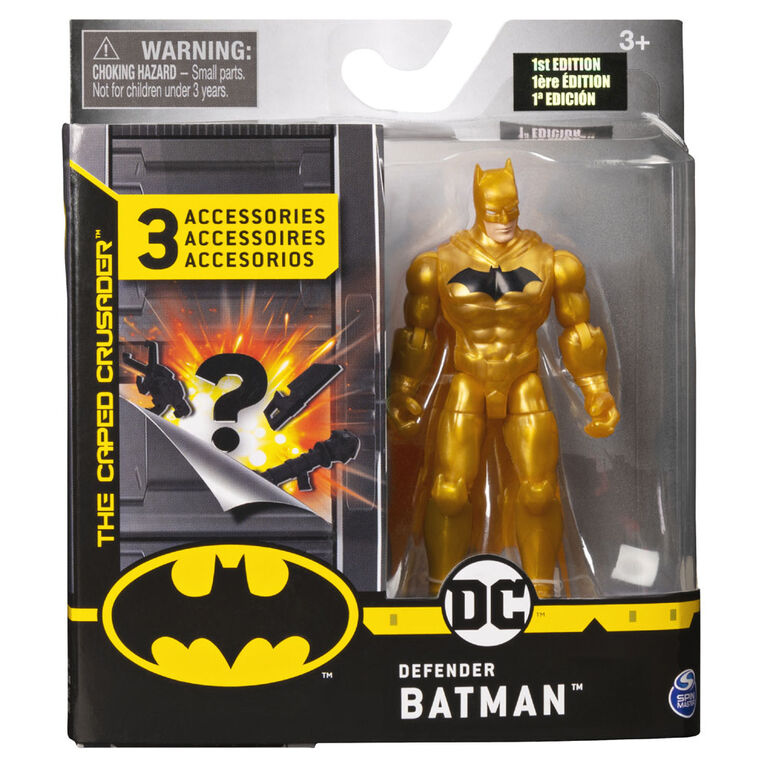 BATMAN, 4-Inch Defender BATMAN Action Figure with 3 Mystery Accessories, Mission 1