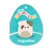 Peluche Squishmallows 12" - Augustine le bouledogue crème et vert avec ventre en tricot torsadé gaufré vert