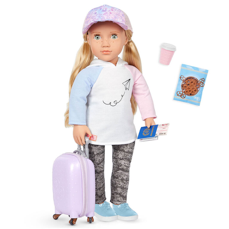 Our Generation Ari 18-inch Travel Doll and Rolling Luggage