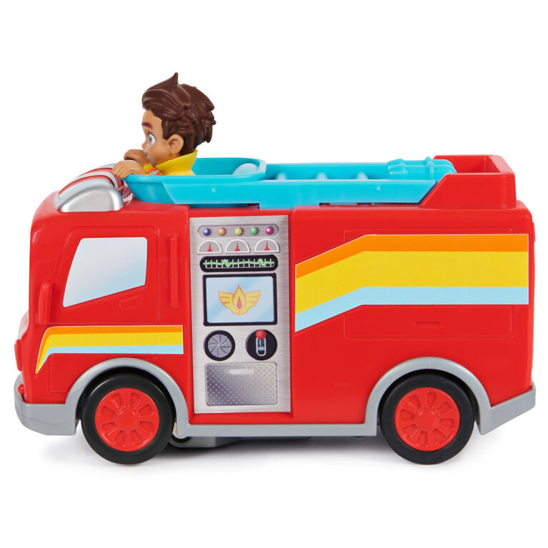 Disney Junior Firebuds, Bo and Flash Fire Truck Toy Vehicle with Pull Back Feature and Wheelie Action