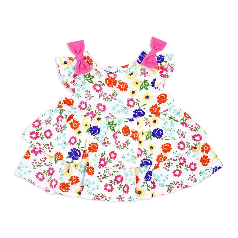Sterling Baby 2 Piece Poplin Tiered Dress: Multi Floral 18M