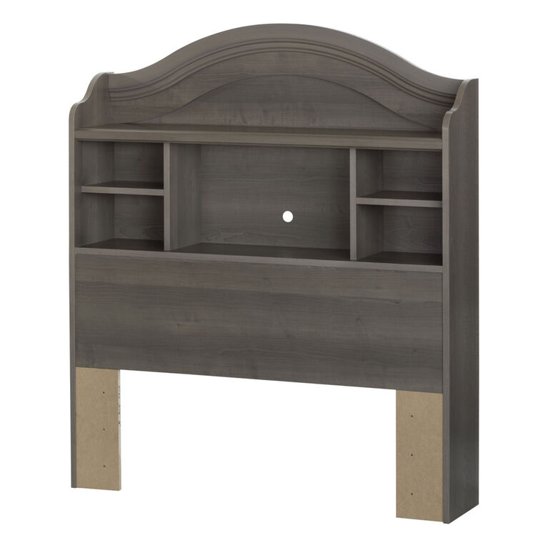 Savannah Bookcase Headboard with Storage- Gray Maple