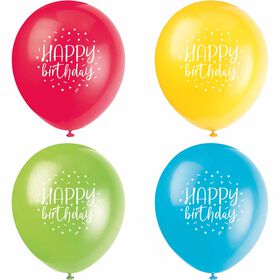 Balloon Party Bday 12" Latex Balloons, 8 pieces - English Edition