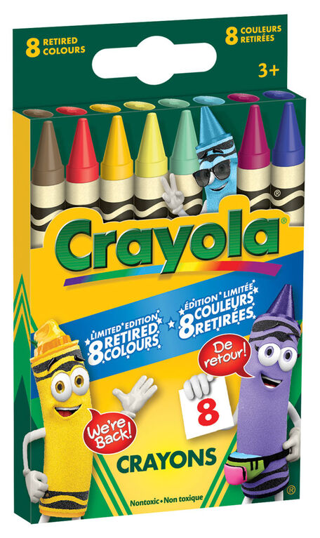 Crayons de couleur Crayola édition limitée, 8 couleurs archivées