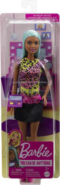 Barbie Makeup Artist Doll with Teal Hair and Career-Themed Accessories Like Palette and Brush