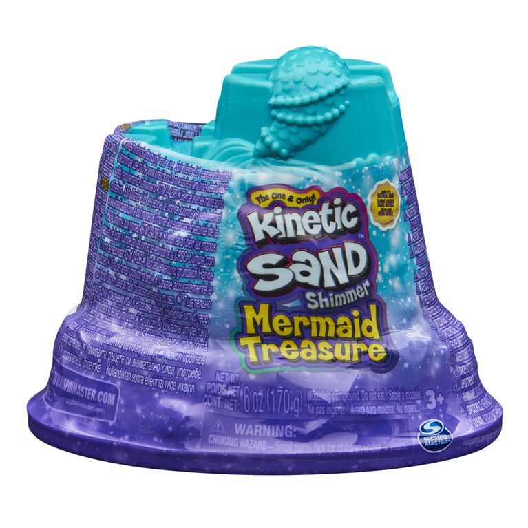 Shimmer Kinetic Sand, Trésor de sirène avec 170 g de sable scintillant Kinetic Sand (les styles peuvent varier)