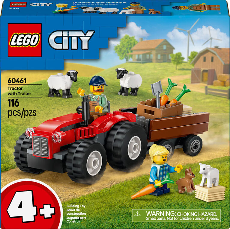 LEGO City Red Farm Tractor with Trailer & Sheep Toddler Learning Toy - Farm Toy with Animal Figurines - 60461