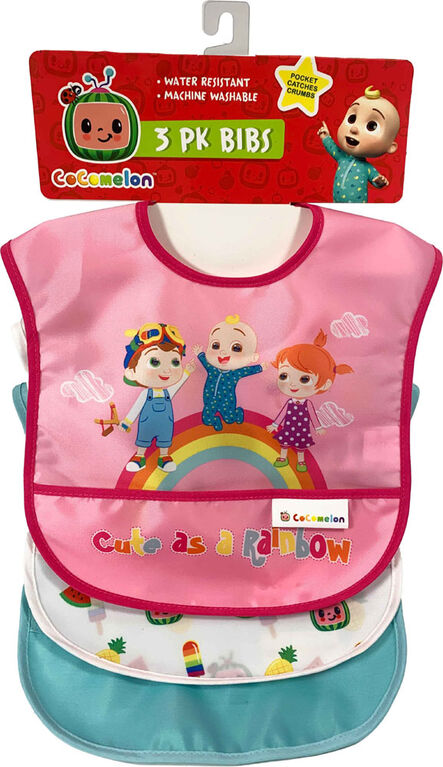 Cocomelon Wipe Clean Bibs - Pink - 3pk