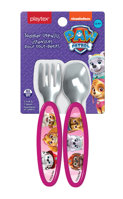 Playtex Paw Patrol Fork & Spoon Cutlery Set - Pink