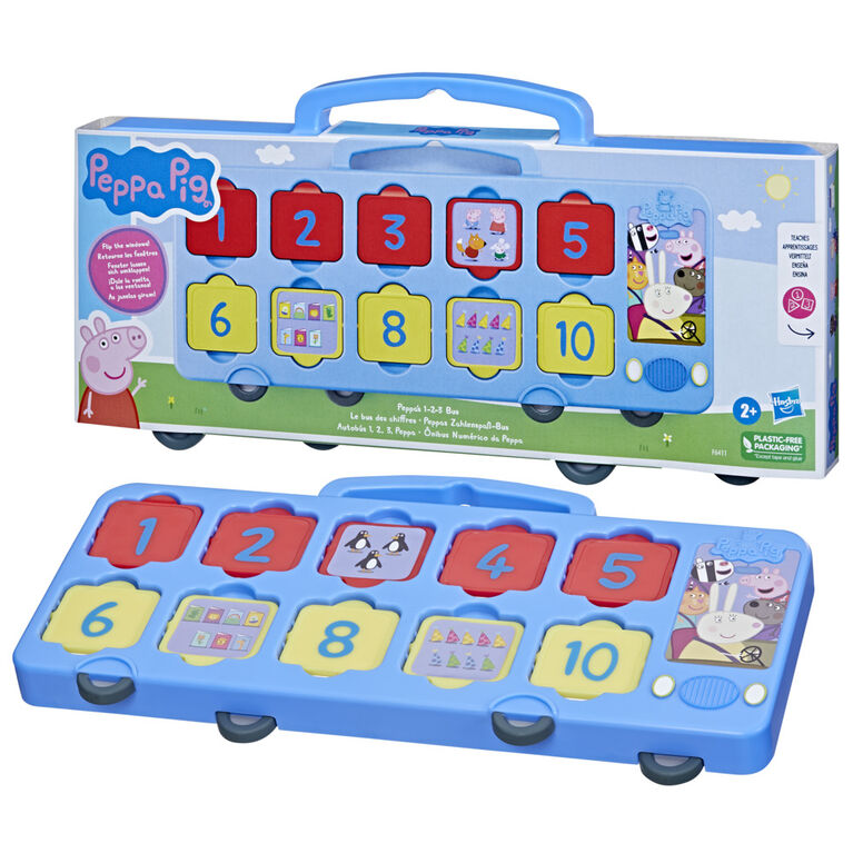 Peppa Pig Toys Peppa's 1-2-3 Bus, 1 to 10 Counting Toys, Kids Toys
