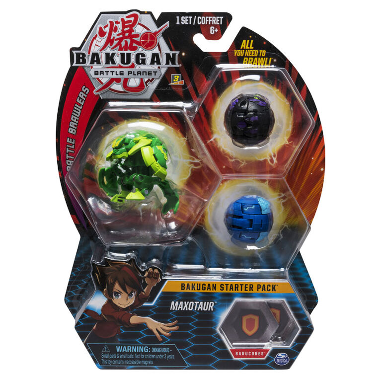 Bakugan Starter Pack 3-Pack, Maxotaur, Collectible Transforming Creatures
