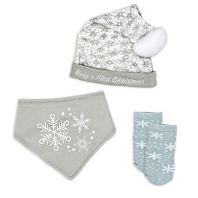 Baby Mode Ensemble chapeau, bavette et chaussette Flocon de neige