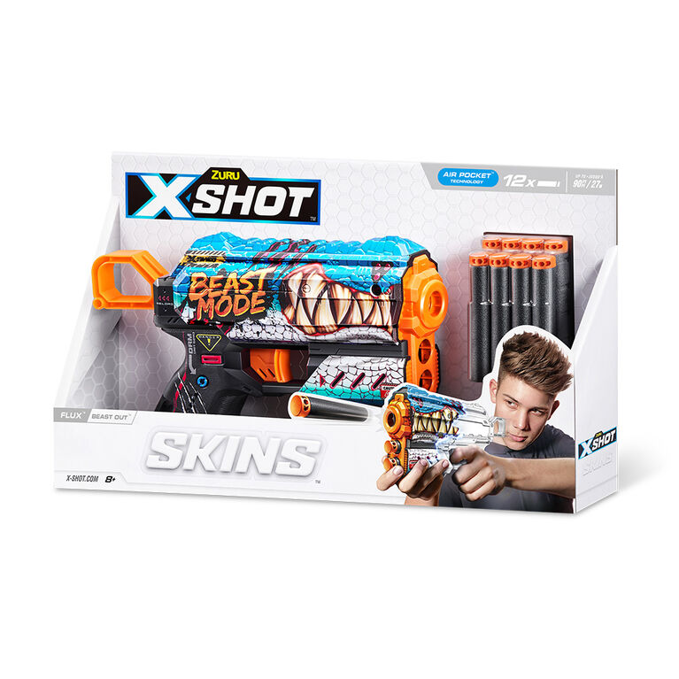 Pistolet à fléchettes X-Shot Skins Flux (8 fléchettes) par ZURU