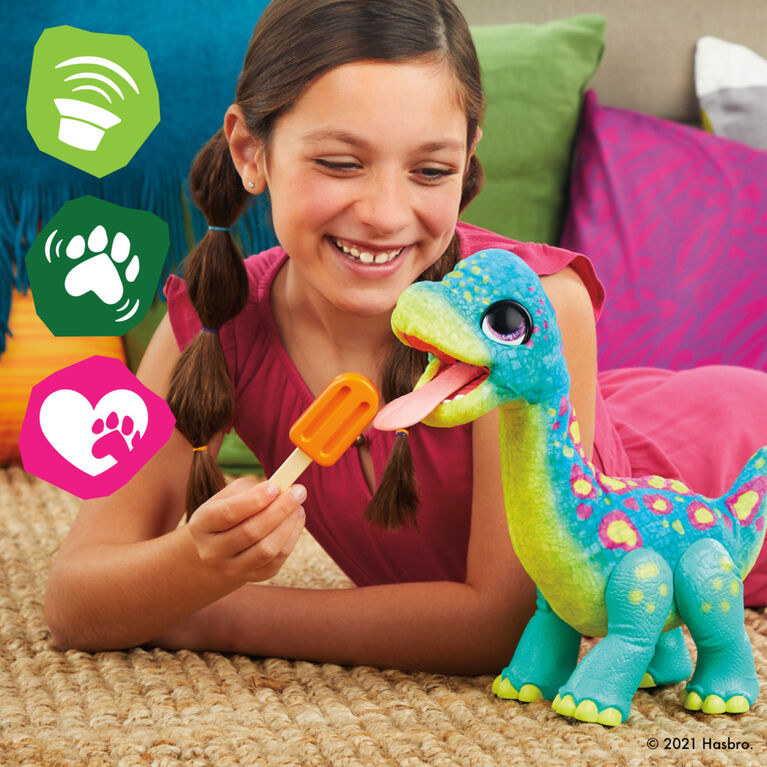 furReal Snackin' Sam the Bronto Interactive Animatronic Plush Toy, 40+ Sounds and Reactions