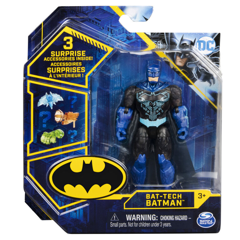 Bat-Tech Batman 4-inch Action Figure with 3 Mystery Accessories