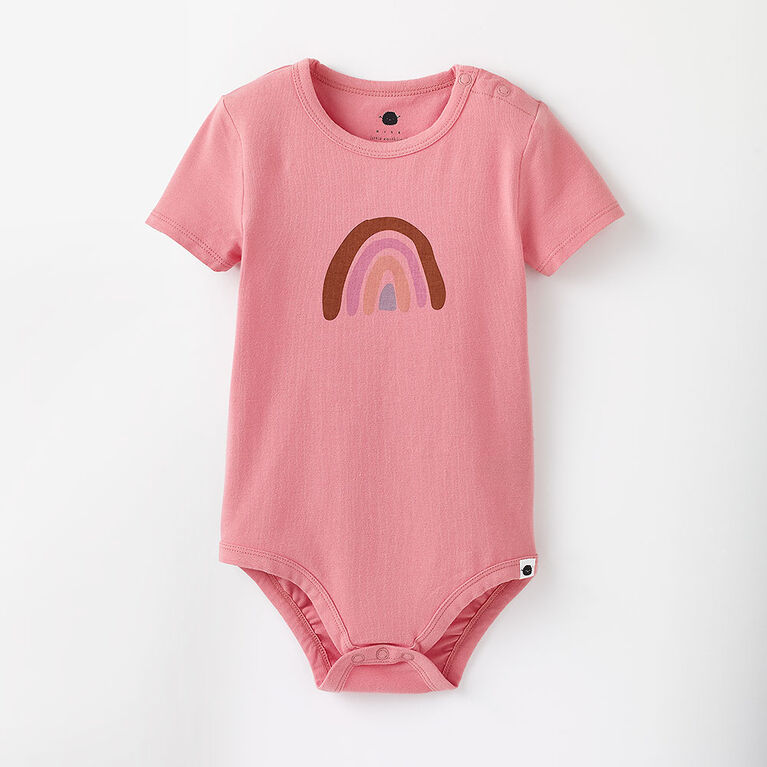 cache-couche en coton biologique à manches courtes rose RISE Little Earthling