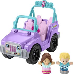 Fisher-Price Little People Barbie Beach Cruiser Toy Car with Sounds and 2 Figures - French Edition - Sounds Only Version