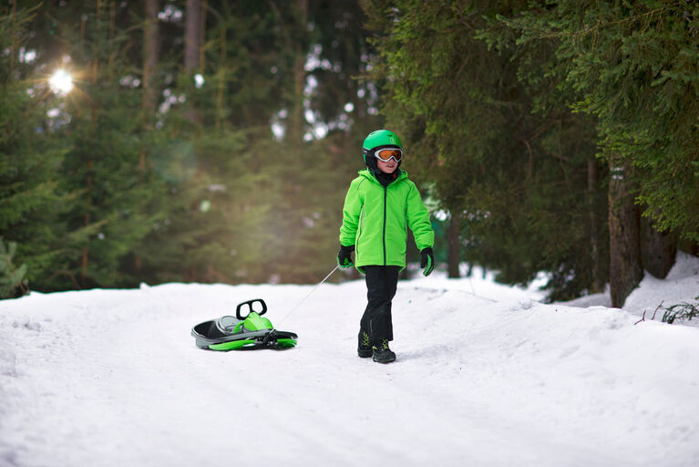 Traîneau pour enfants de différents âges avec siège et volant en