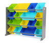 Toy Organizer with 16 Bins, Grey/Blues