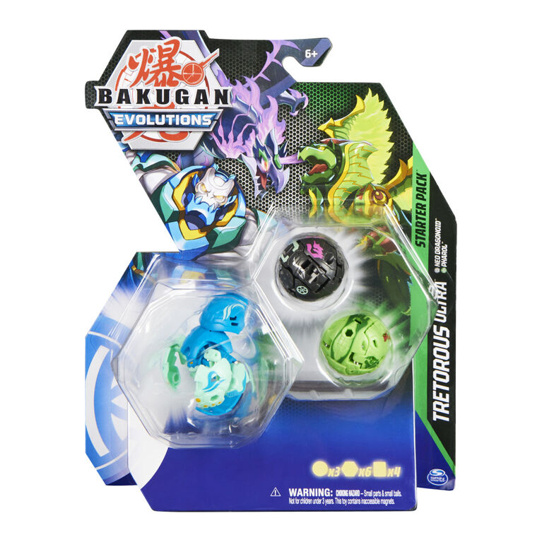 Bakugan Evolutions Starter Pack , Coffret de 3, Tretorous Ultra avec Pharol et Neo Dragonoid