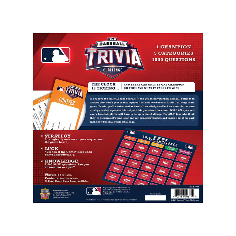 Masterpieces Puzzle Company MLB - Baseball Trivia Challenge jeu de plateau - Édition anglaise