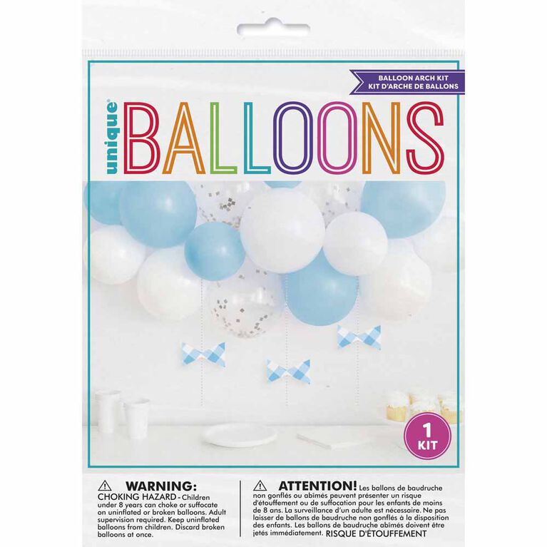 Blue Gingham 1st Bday Balloon Arch Kit