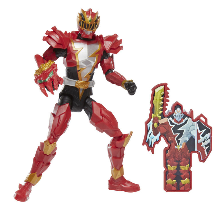 Power Rangers Dino Fury Dino Knight Red Ranger Action Figure Toy with Dino Fury Key and Dino
