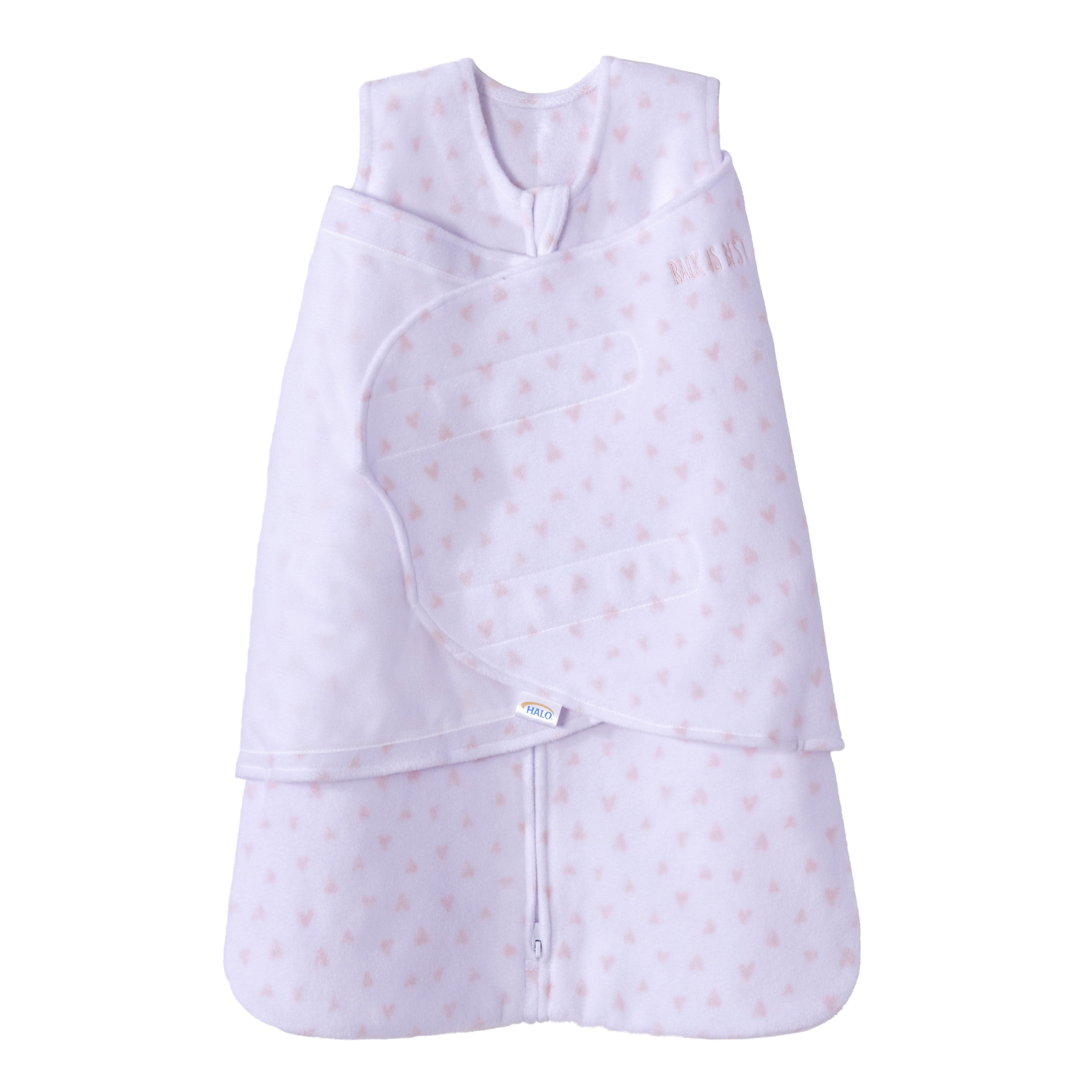 HALO SleepSack Swaddle - Micro Fleece - Pink Hearts - Small