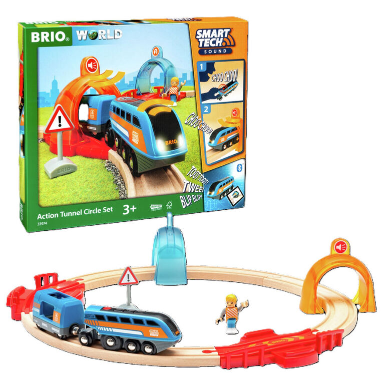 BRIO World Smart Tech Sound - Action Tunnel Circle Train Set Compatible with all BRIO train sets - English Edition