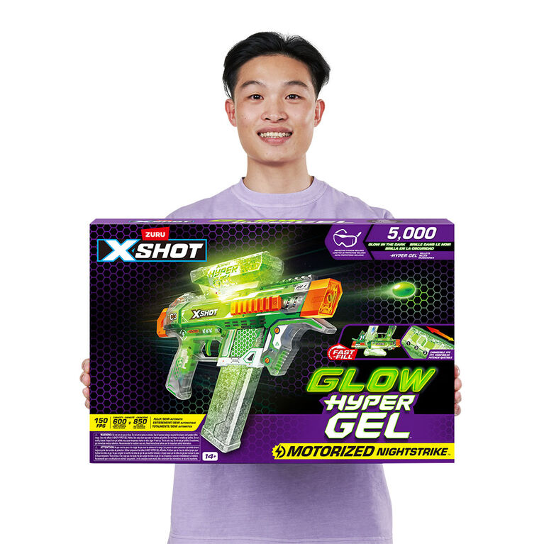 XSHOT Hyper Gel Glow In The Dark NightStrike Blaster (5 000 boulettes Hyper Gel phosphorescentes) de ZURU