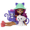 Enchantimals-Poupée 2en1 Chat et Chien-Coffret avec animaux