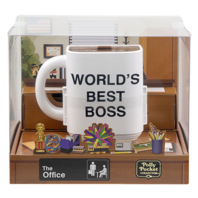 Polly Pocket x The Office Compact Playset 6 Character Dolls and 9 Accessories, Collectible Partnership Toy