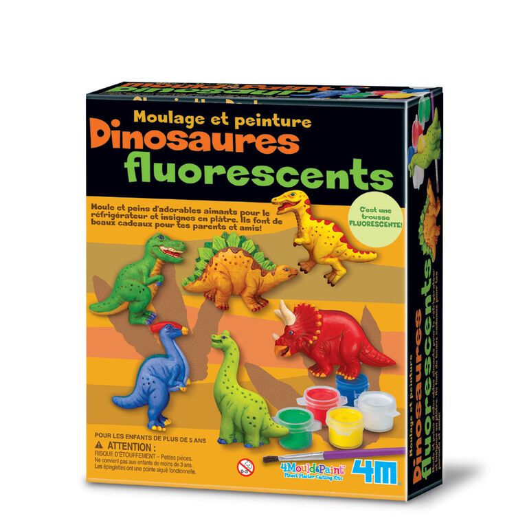 4M Kit Moulage et peinture dinosaures fluorescents - Édition française