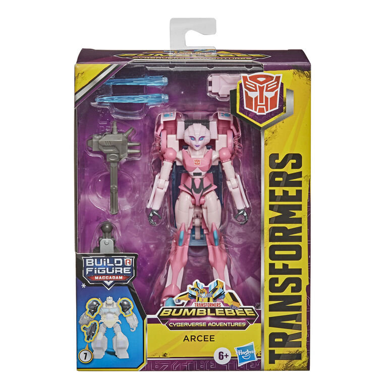 Transformers Bumblebee Cyberverse Adventures Deluxe Class Arcee Action Figure Toy, Build-A-Figure Part, 5-inch